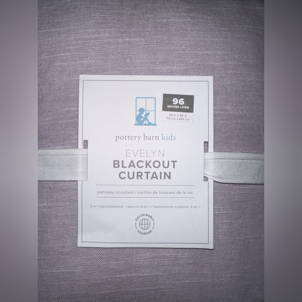 Evelyn Linen Blackout Curtain Panel in the Color Dusty Lavender.